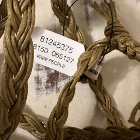 Free People boho style stone pendant woven necklace green brown - Picture 5 of 7